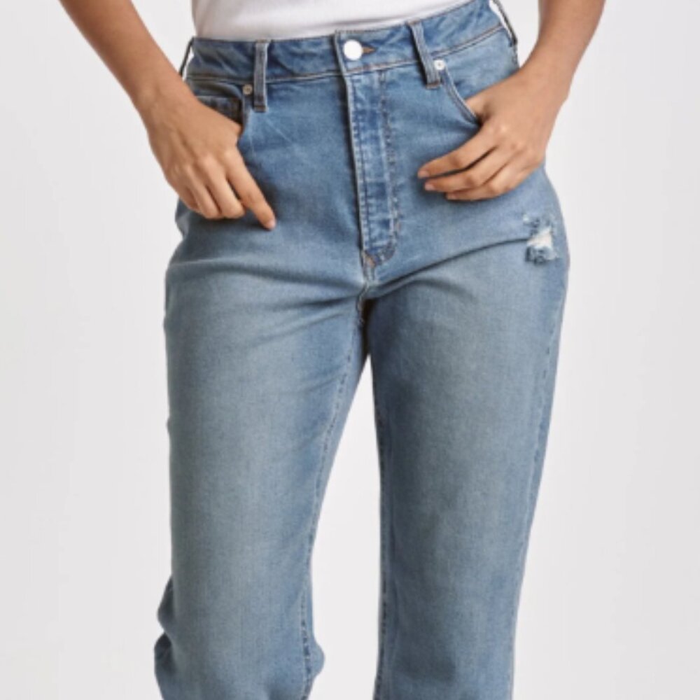 Dear John Jodi Straight Leg High Rise Fray High Low Hem Jean